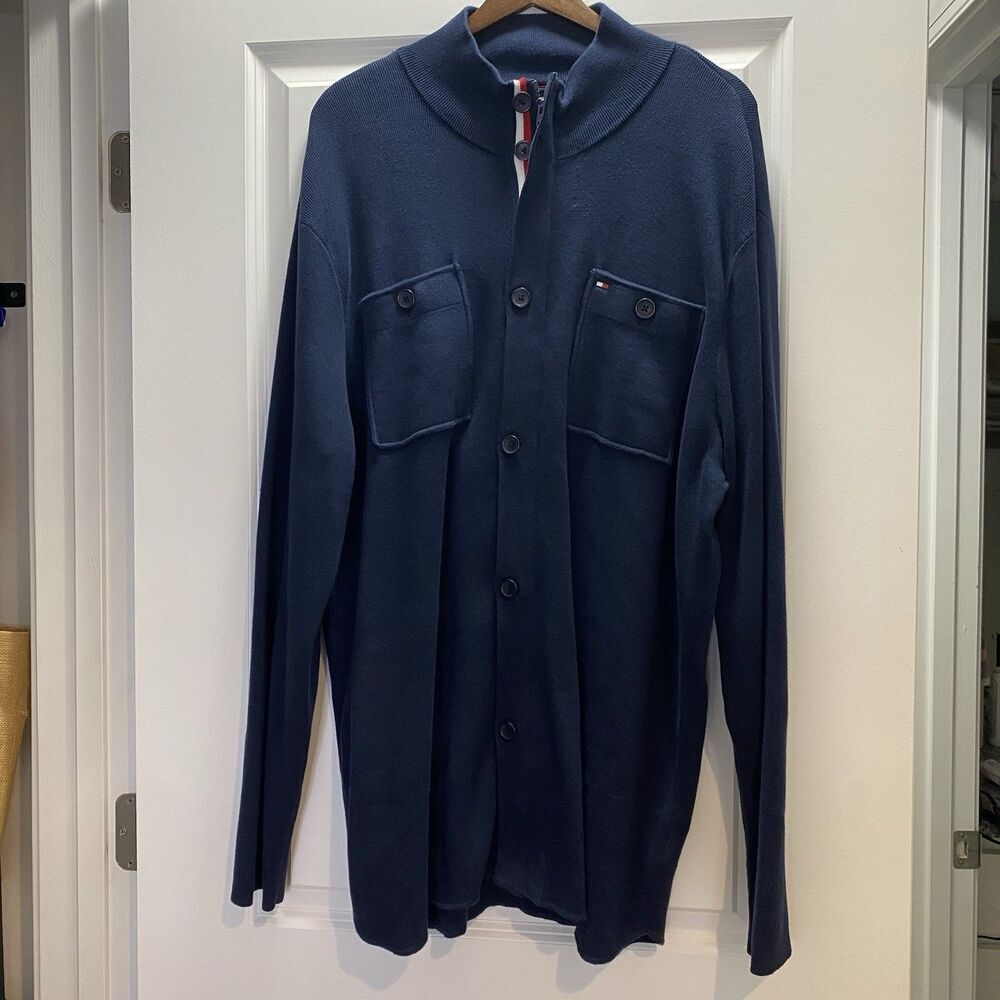 Tommy Hilfiger Men’s Cardigan Navy NWOT Sweater Size XXL Oversized